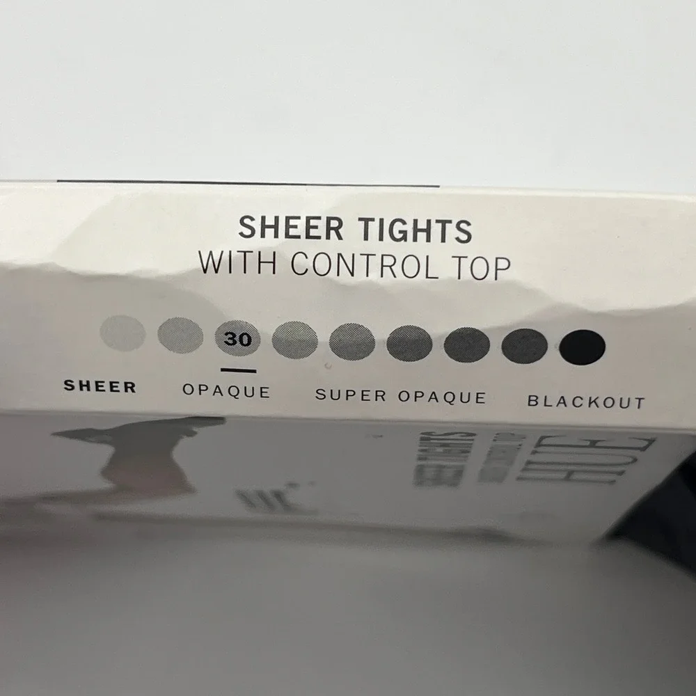 HUE Tights Womens Size 2 Black Sheer Smooth Control Top 30 Denier Perfit USA